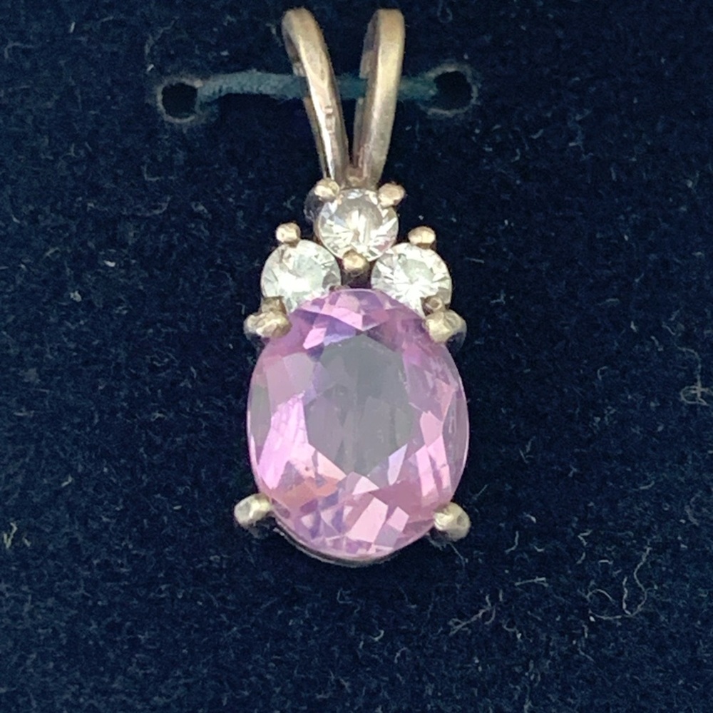 Amethyst and Quartz Sterling Silver Nicholas Gemstone Pendant, new in box